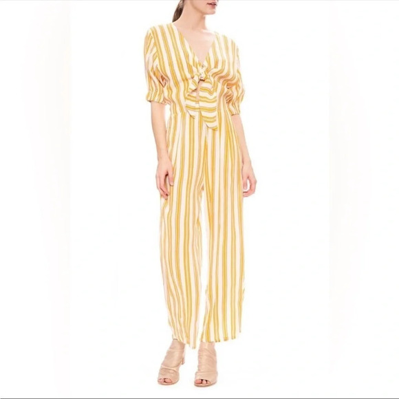 Anthropologie FAITHFULL the brand mattese jumpsuit azure strip Size S B28 - Picture 1 of 9